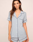 Gisele Relaxed Short PJ Set in Gray Dawn/Navy