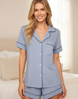 Gisele Relaxed Short PJ Set in Gray Dawn/Navy