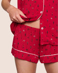 Gisele Shortie Printed PJ Set in Nutcracker Holly Red/Ivory