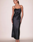 Open Back Midi Dress w/Lace in Black