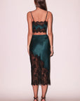 Silk and Lace Scallop Midi Skirt in Evergreen