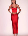 Rose Valentine Midi Skirt in Rouge
