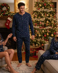 Gisele Printed Long PJ Set in Forest Pine Navy/Ivory