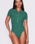 Rib Polo Bodysuit in Lucky