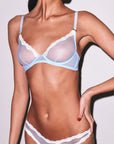 Sheer Tulle Demi Bra in Light Sky