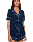Gisele Printed Relaxed Short PJ Set in Forest Pine Navy/Ivory