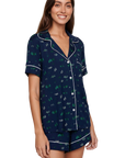 Gisele Printed Relaxed Short PJ Set in Forest Pine Navy/Ivory