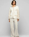 Hooded Jacket in Wool/Cashmere with Leather Inserts