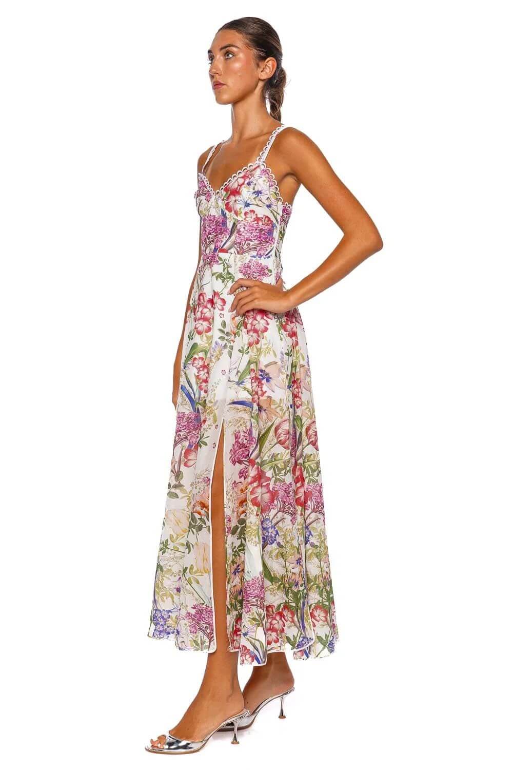 Iraso Long Dress in White Botanic