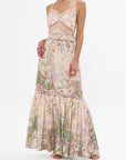 Skirt with Deep Hem and Frill and Belt