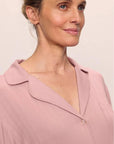 Gisele Ribbed Long PJ Set in Pale Mauve