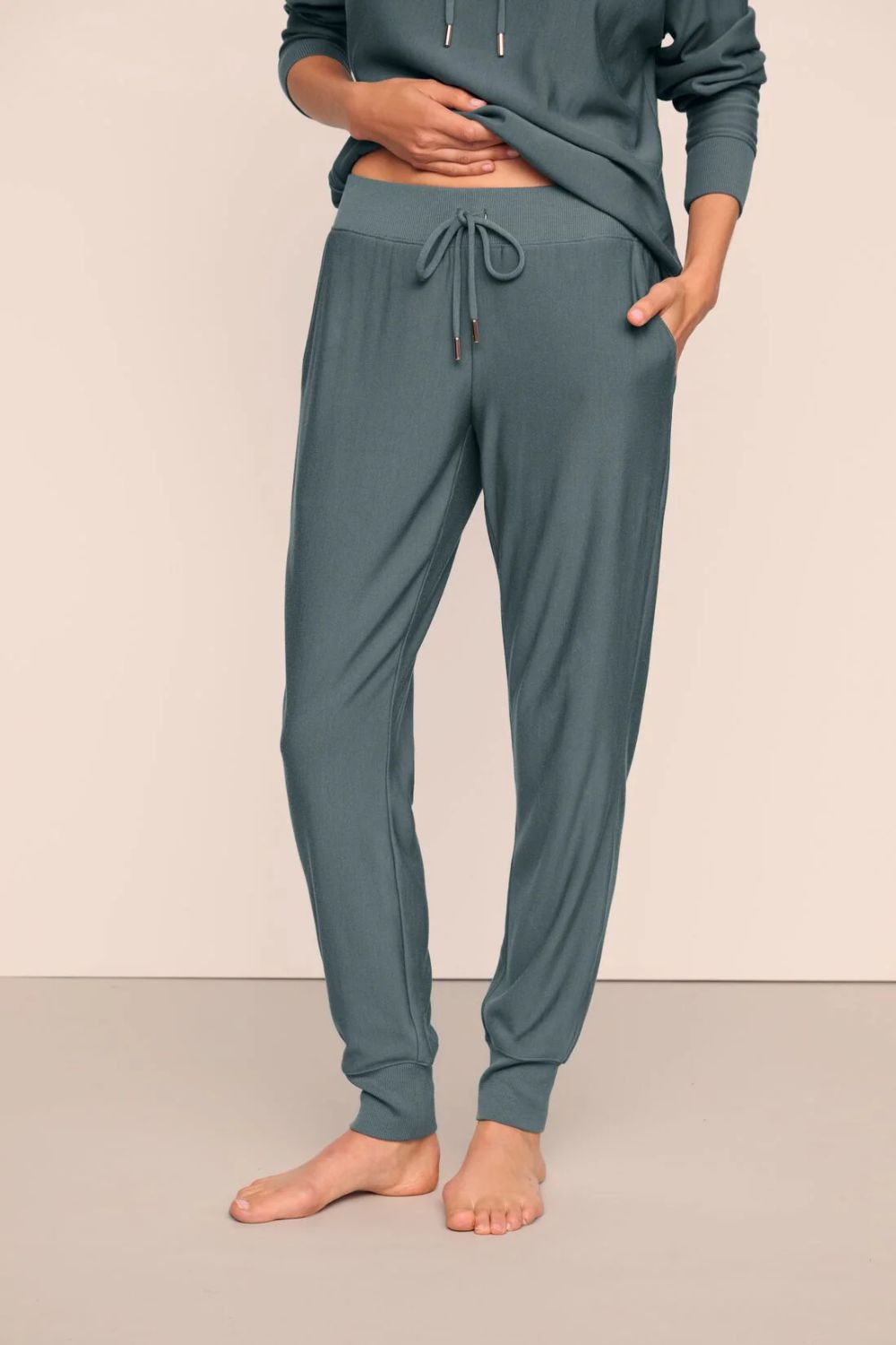 Long Sleeve Pullover and Jogger Set in Stone Blue