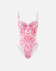 Ruched Cup Underwire One-Piece Swimsuit in Livin La Vida Rosa