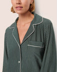 Gisele Long PJ Set in Duo Stripe Pine/Ivory