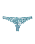 Velvet Lily Embroidery Thong in Icy Teal