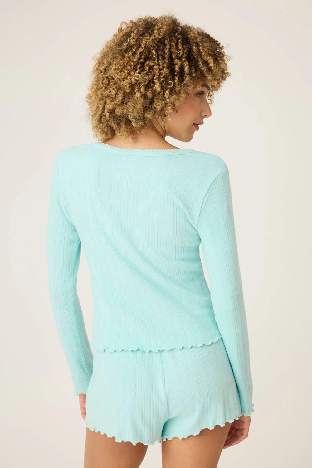 Pointelle Long PJ Set in Light Mint
