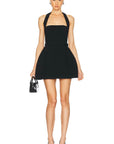 Halter Mini Bubble Dress in Black