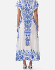 Waisted Midi Dress in Ceramic Panoramic