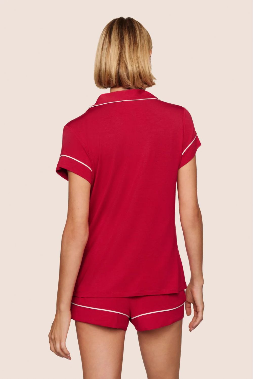 Gisele Shortie PJ Set in Holly Red/Ivory