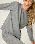 Textued Long Pajama Set in Heather Charcoal