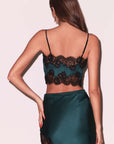 Silk and Lace Bandeau Top in Evergreen