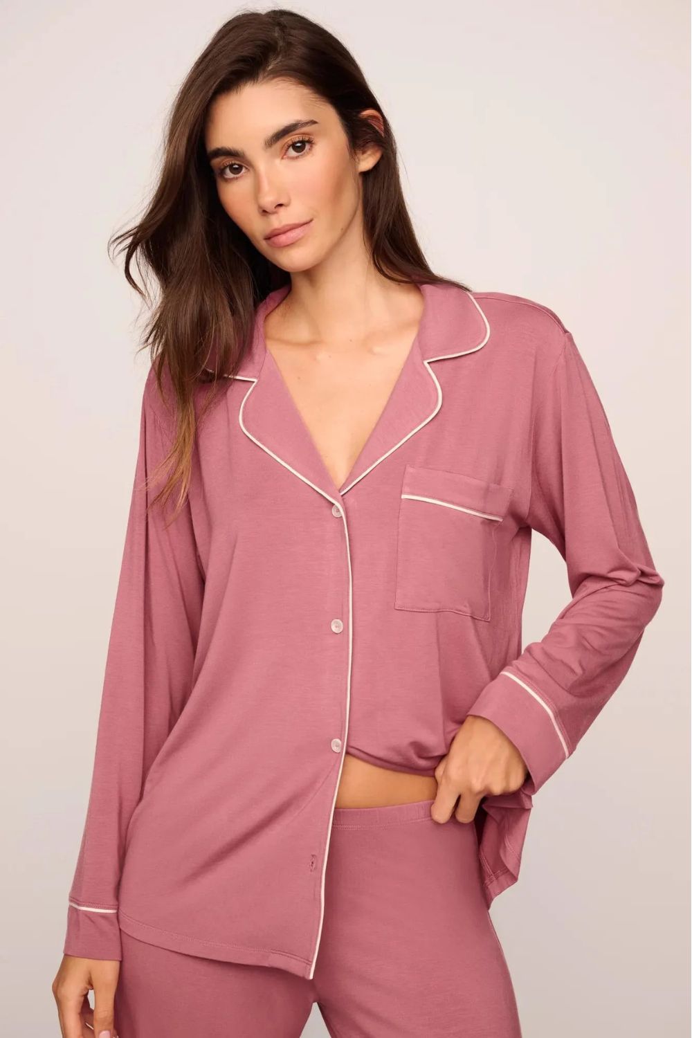 Gisele Long PJ Set in Berry Blush/Ivory