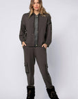 Vala Hooded Cardigan in Wool and Cashmere and Berna Pants Set in Thyme