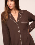 Gisele Long PJ Set in Chocolate/Ivory