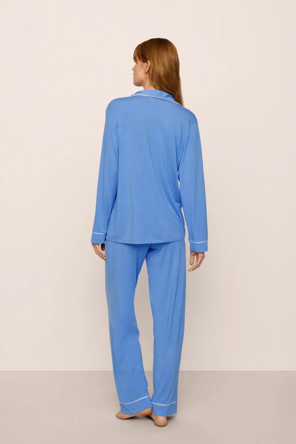 Gisele Long PJ Set in Cornflower Blue/White