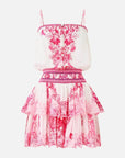 Shirred Waist Mini Dress in Livin La Vida Rosa