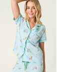 Dogs Playing Golf Short Sleeve and Pants PJ Set in Light Blue