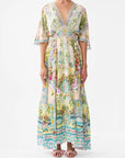 Waisted Dress with Hem Ruffle in Just Coasting