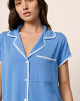 Frida Shortie PJ Set in Cornflower Blue/White