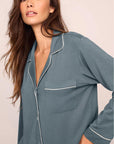 Gisele Long PJ Set in Stone Blue/Ivory