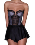 Poplin and Lace Plunge Bustier