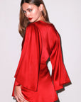 Angel Sleeve Robe in Rouge