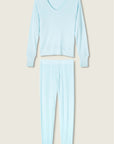 Textured Long Pajama Set in Light Sky