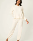 Textued Long Pajama Set in Natural