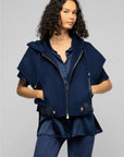 Navy Cropped Jacket with Hood