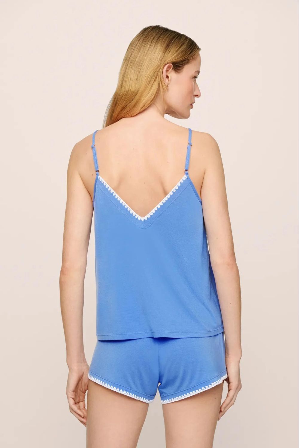 Frida Cami and Short Set in Cornflower Blue/White