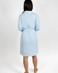 Cannes Pinstripe Robe in Cool Blue