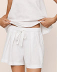 Linen Blend Cami & Short Set in Off-White
