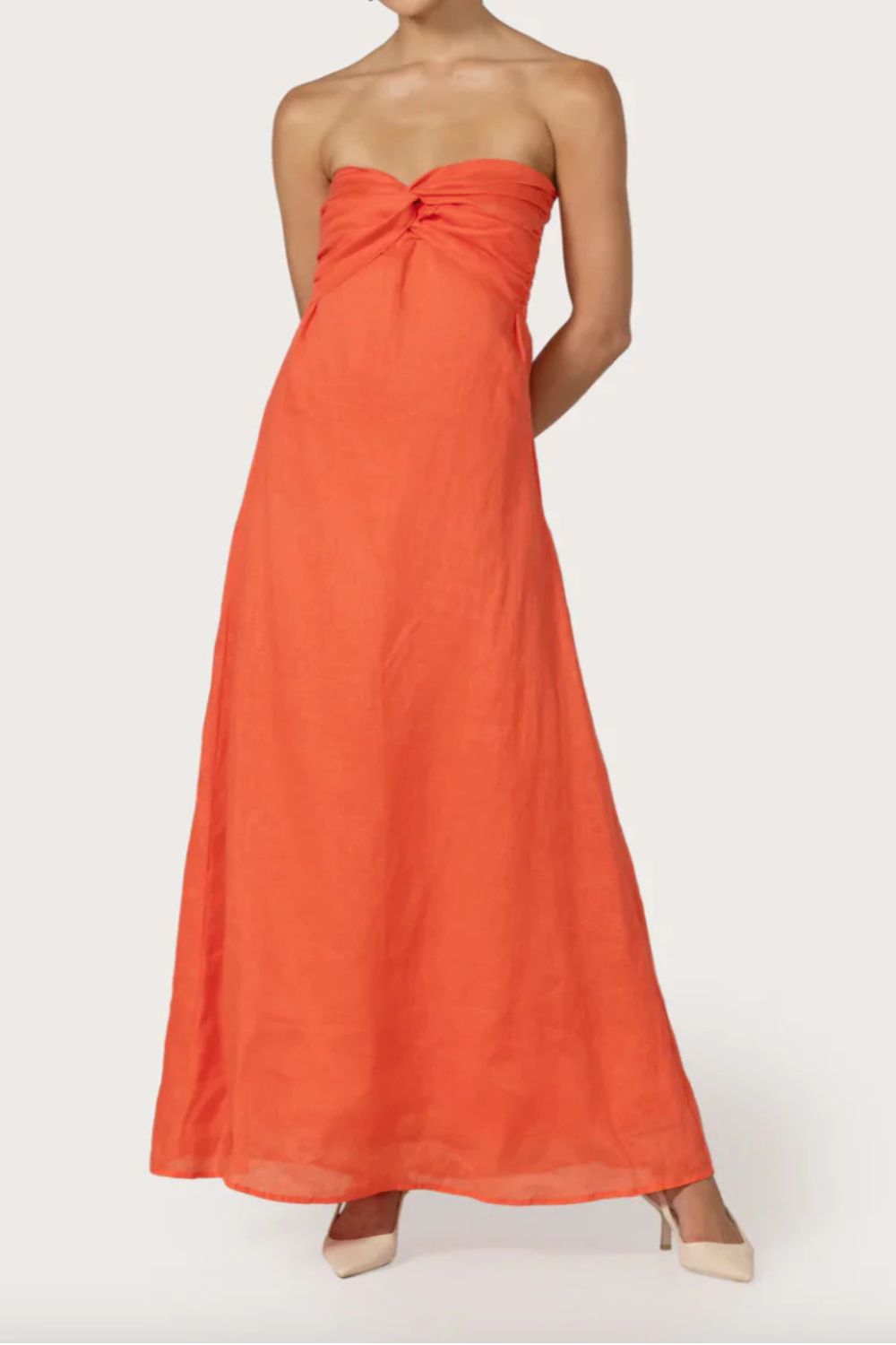 Lusana Melody Maxi Linen Dress in Salsa M / Salsa