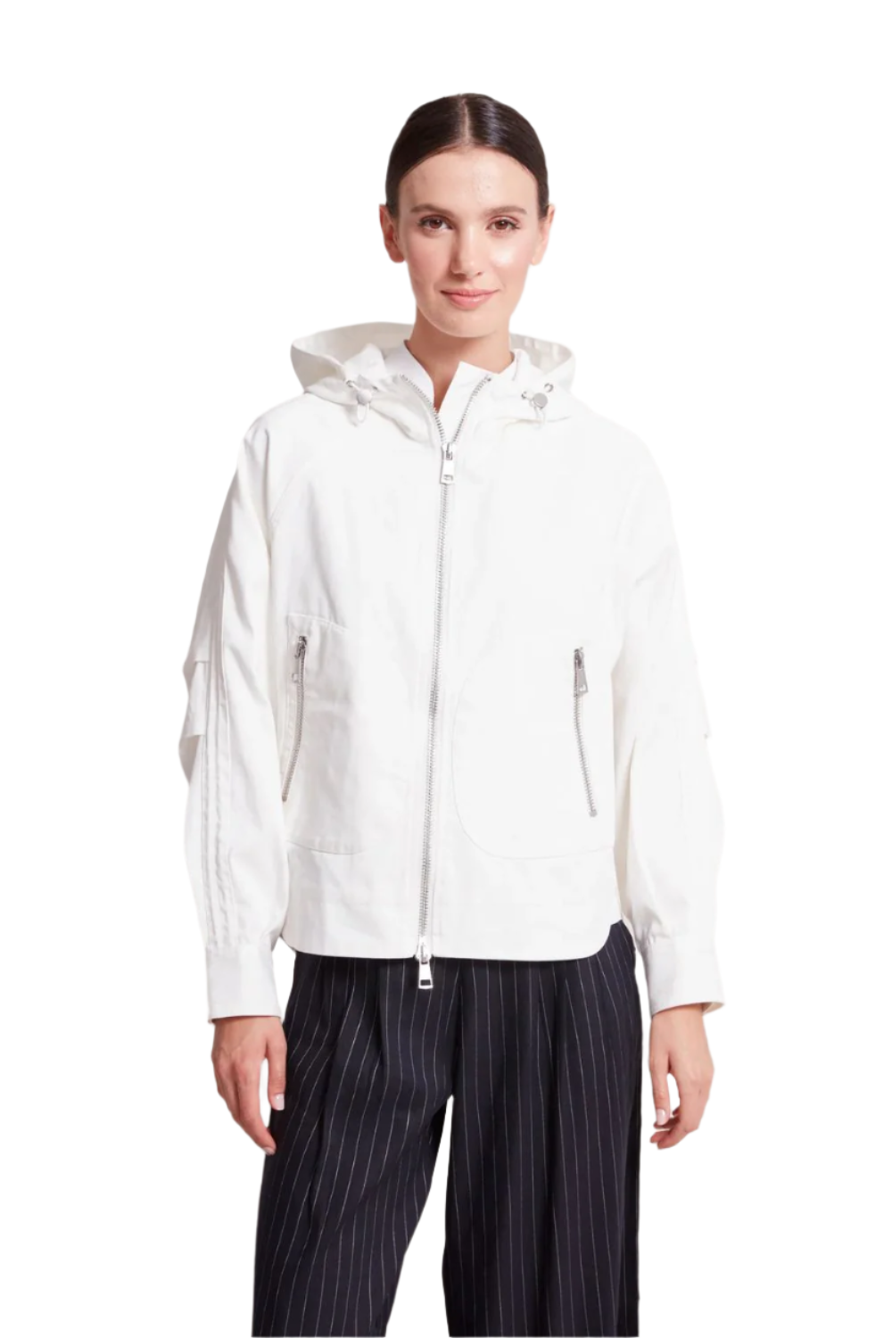 Taika Hooded Raglan Sleeve Jacket in White