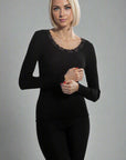 Oscalito Long Sleeve Shirt with Lace Round Neck