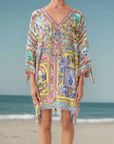 Short Sleeve V-Neck Kaftan in Spirit of Santa Maria