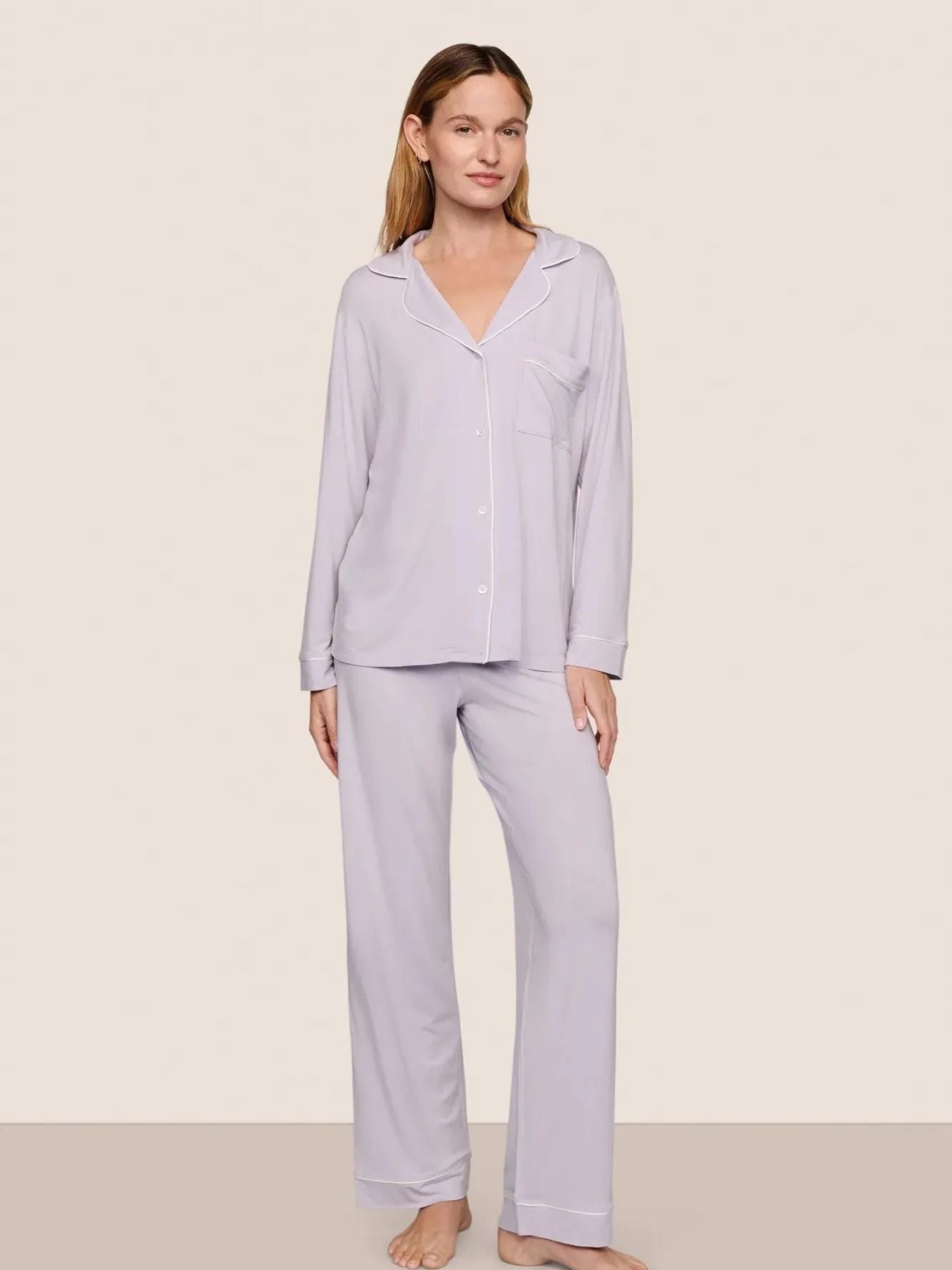 Gisele Long PJ Set in Thistle/Ivory