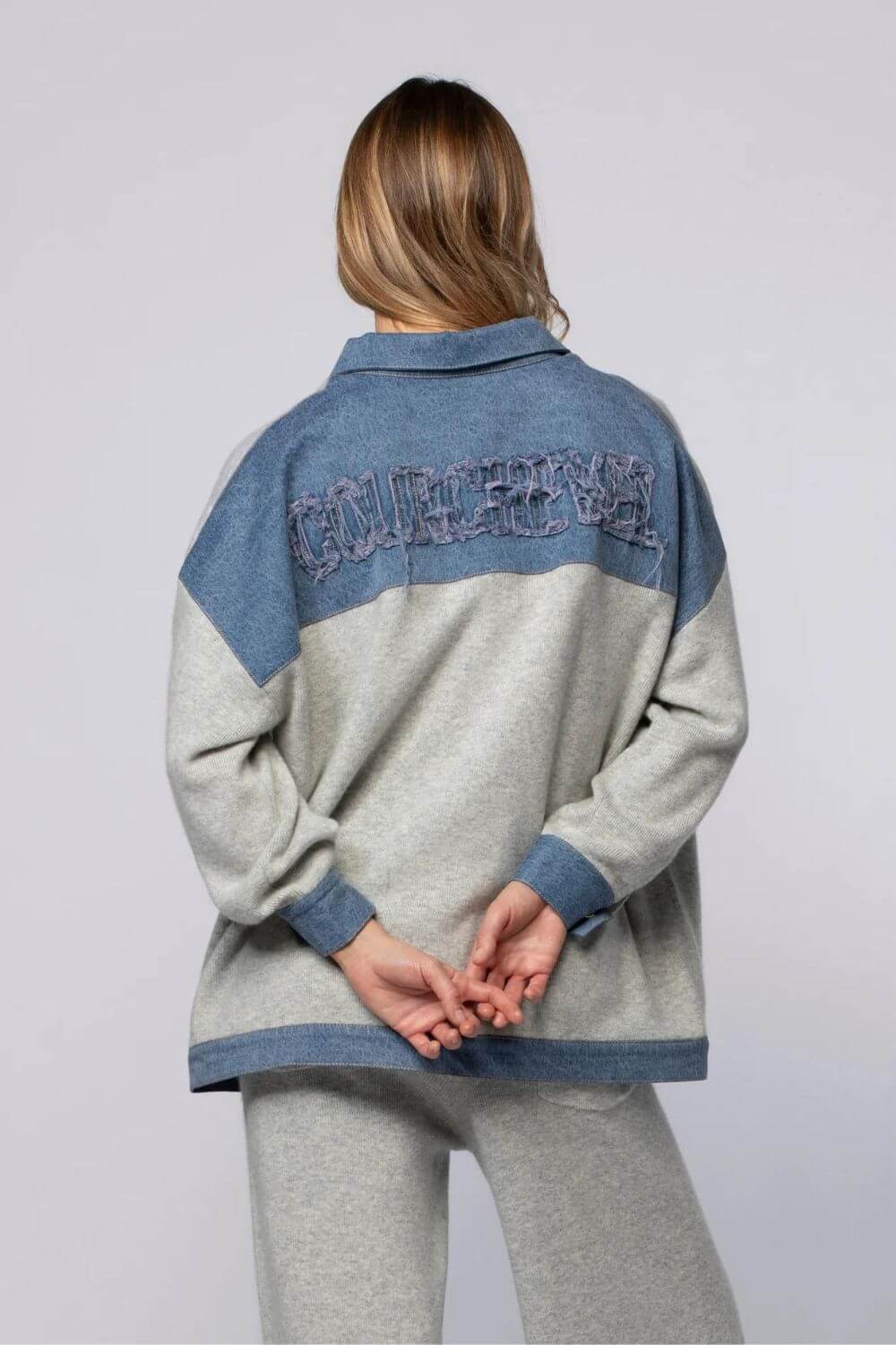 Oversized "Courchevel" Shirt in Knit and Denim and Pants Set