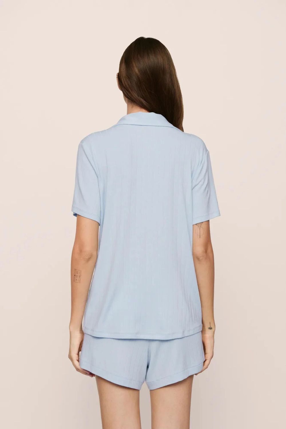 Gisele Ribbed Relaxed Short PJ Set in Nantucket Breeze