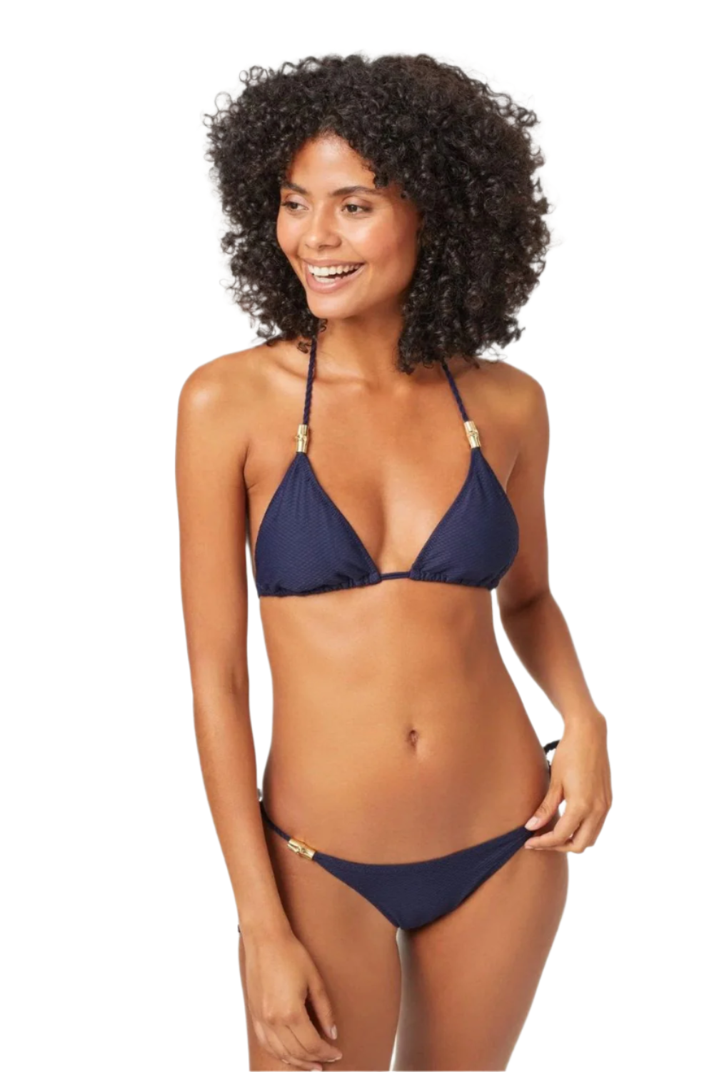 Navy Triangle Rope Bikini Top and Triangle Bottom Set